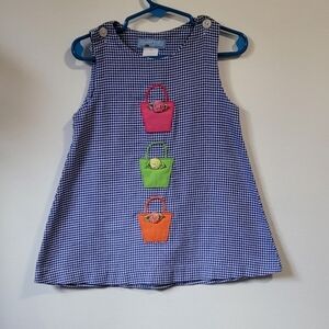 Kids Gingham Dress with Colorful Appliques